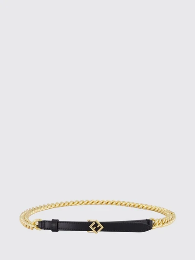 brass and leather ff diamonds belt