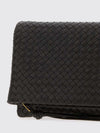 giornale woven leather clutch