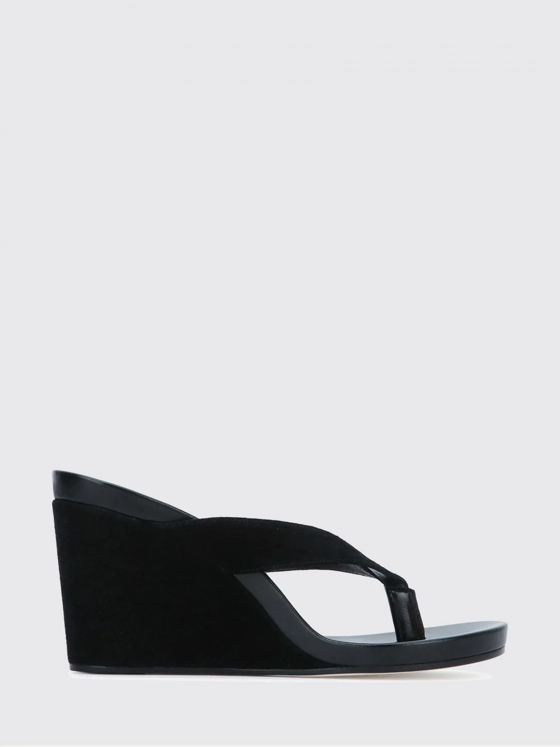 PHOEBE PHILO 40 round suede wedge flip-flops