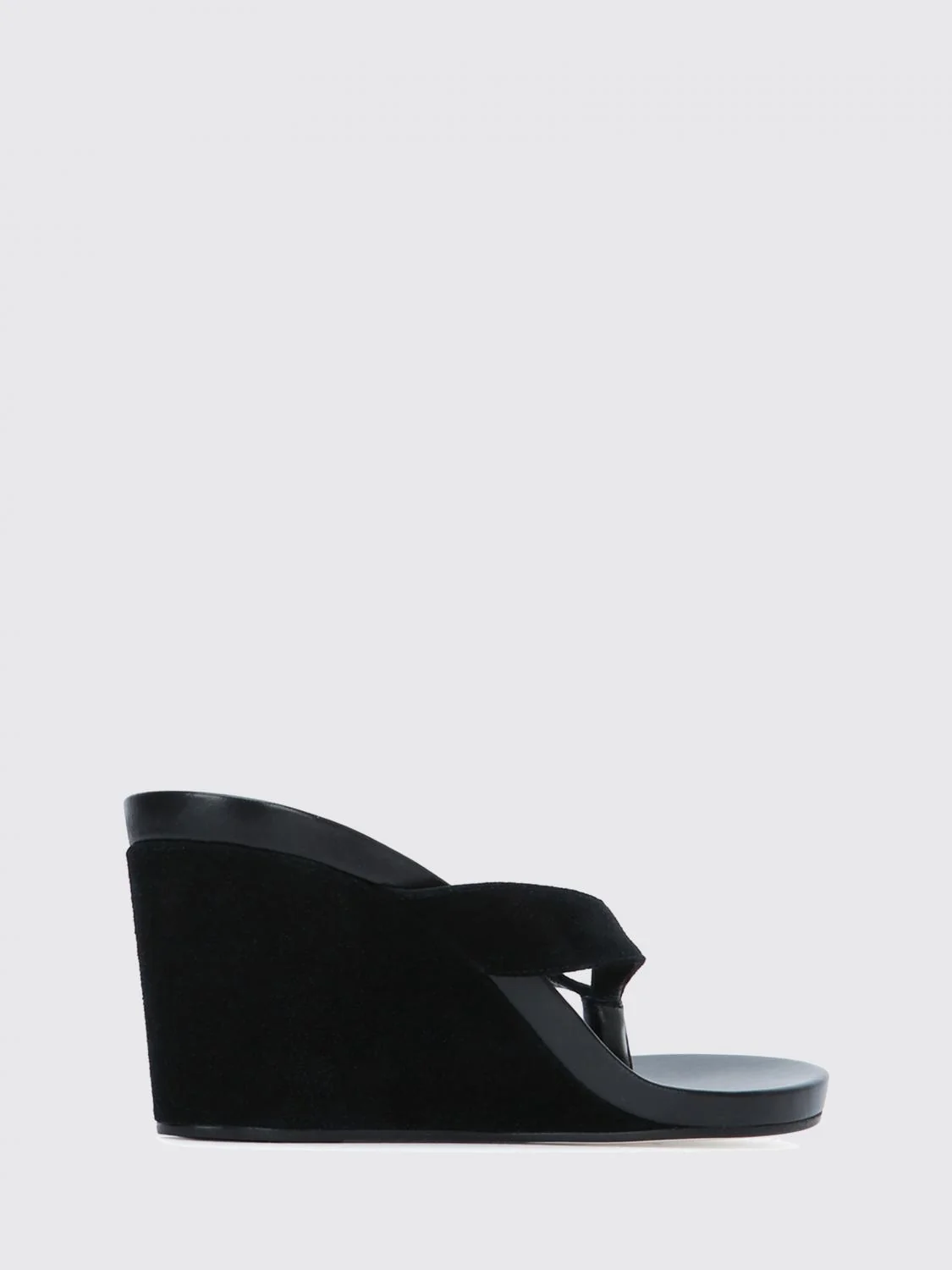round suede wedge flip-flops