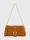 suede calfskin crossbody bag with gancini flap closure