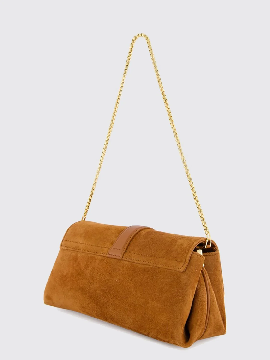 suede calfskin crossbody bag with gancini flap closure