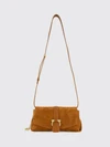 suede calfskin crossbody bag with gancini flap closure
