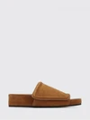 wide suede calfskin low-heeled mules