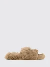 faux fur slides with bow and rhinestone embellishment