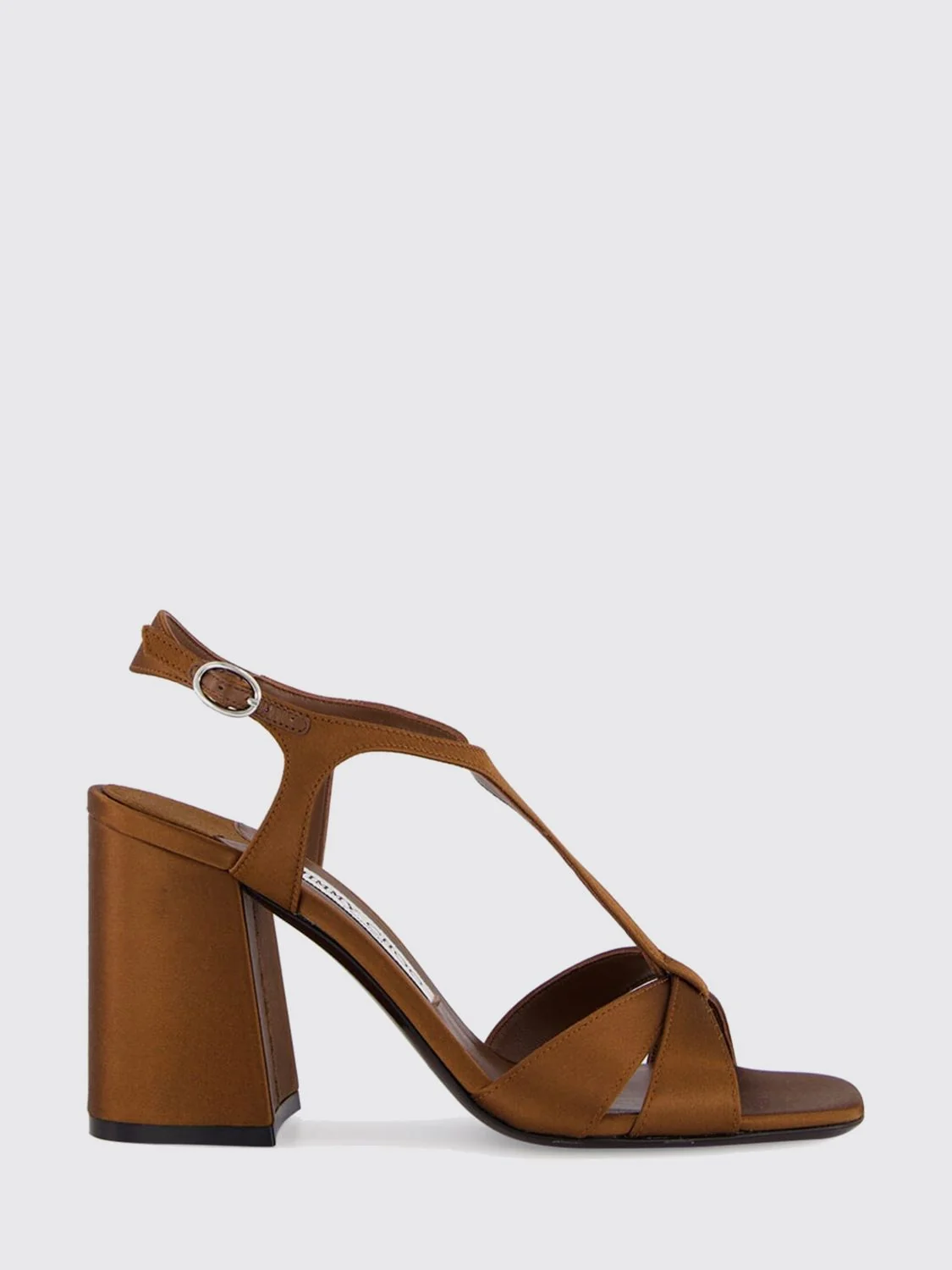 kesia satin t-strap sandals with a high block heel
