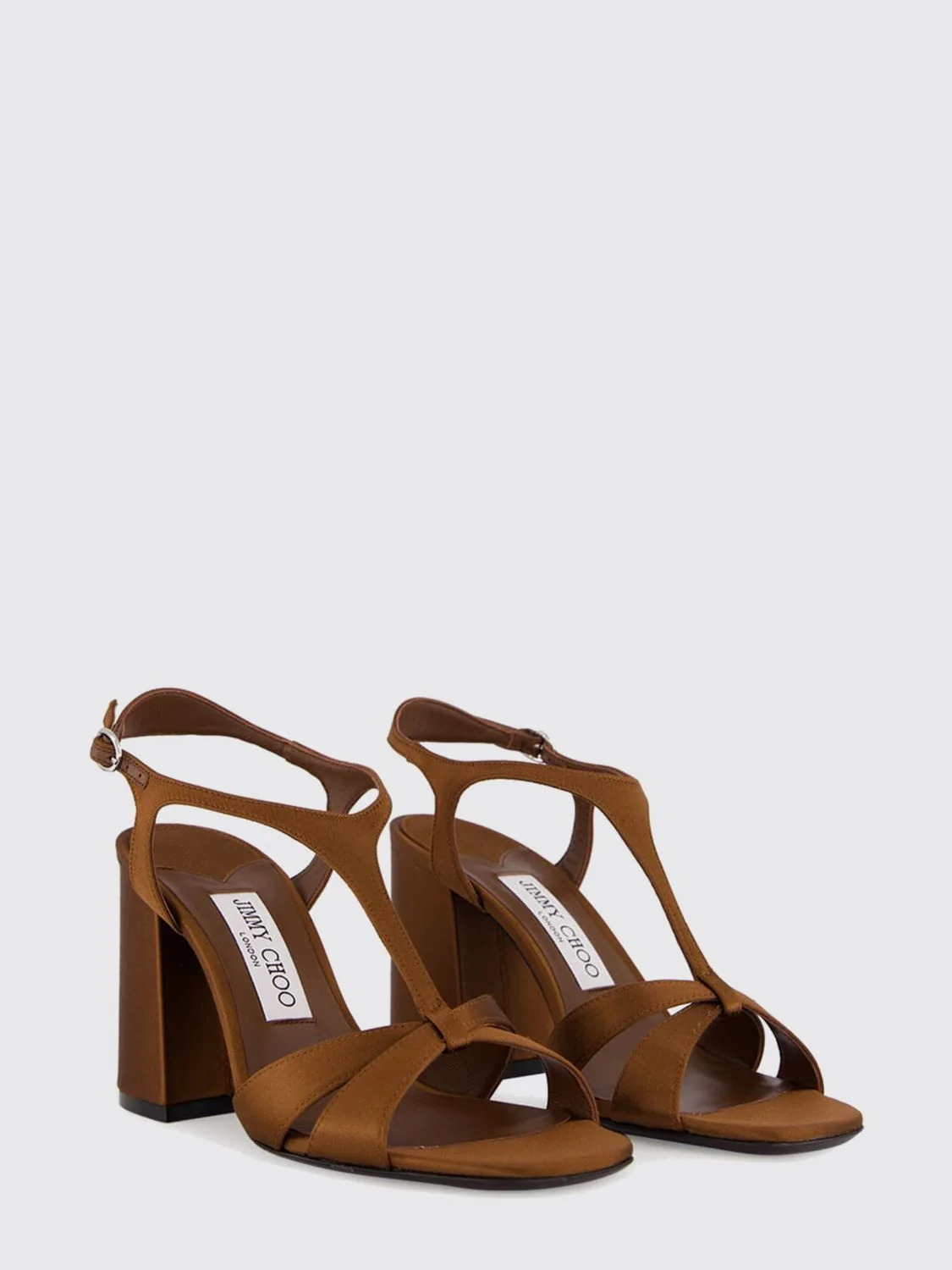 JIMMY CHOO 36 kesia satin t-strap sandals with a high block heel