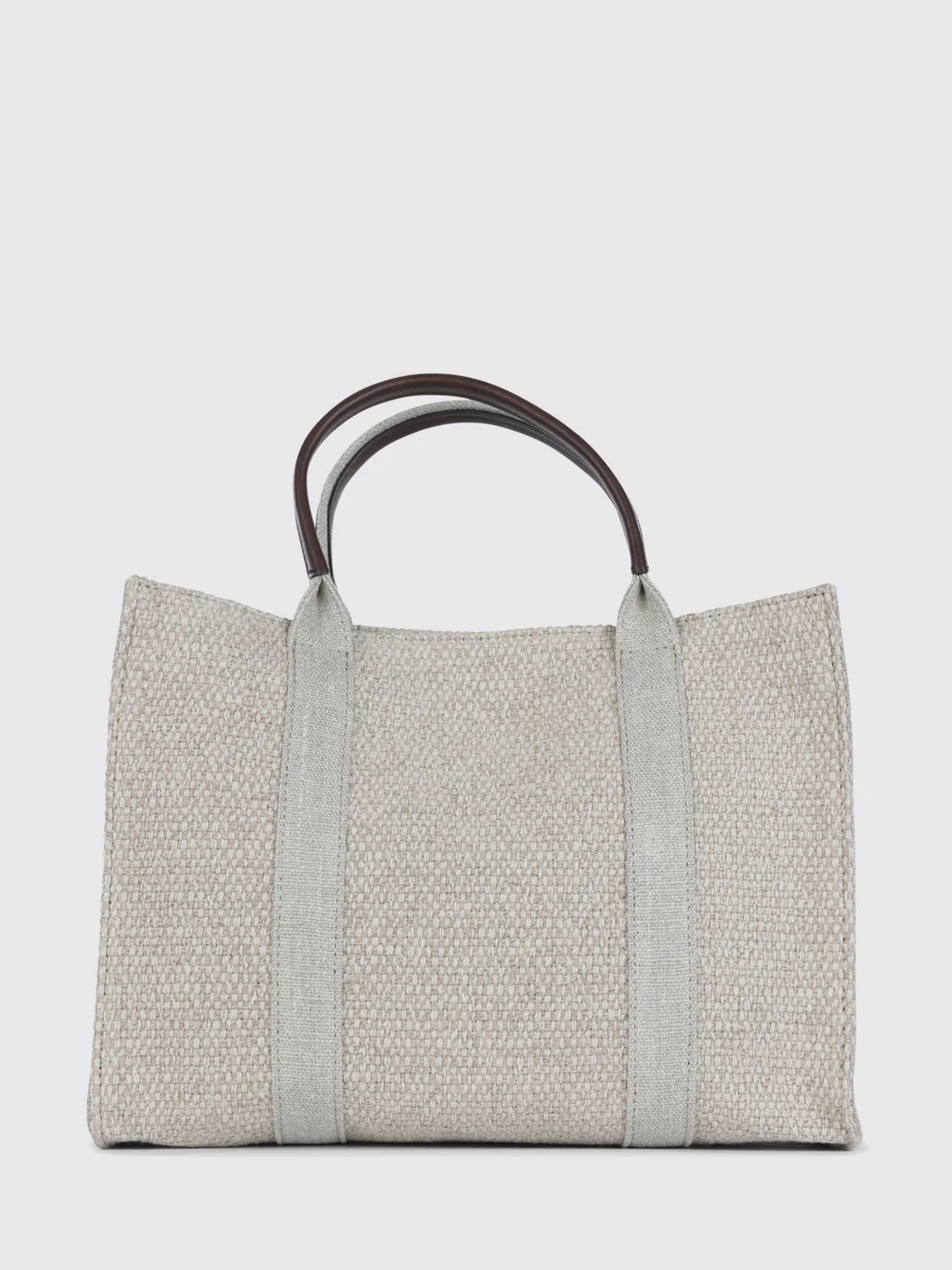 georgia canvas and leather top handle bag with magnetic closure