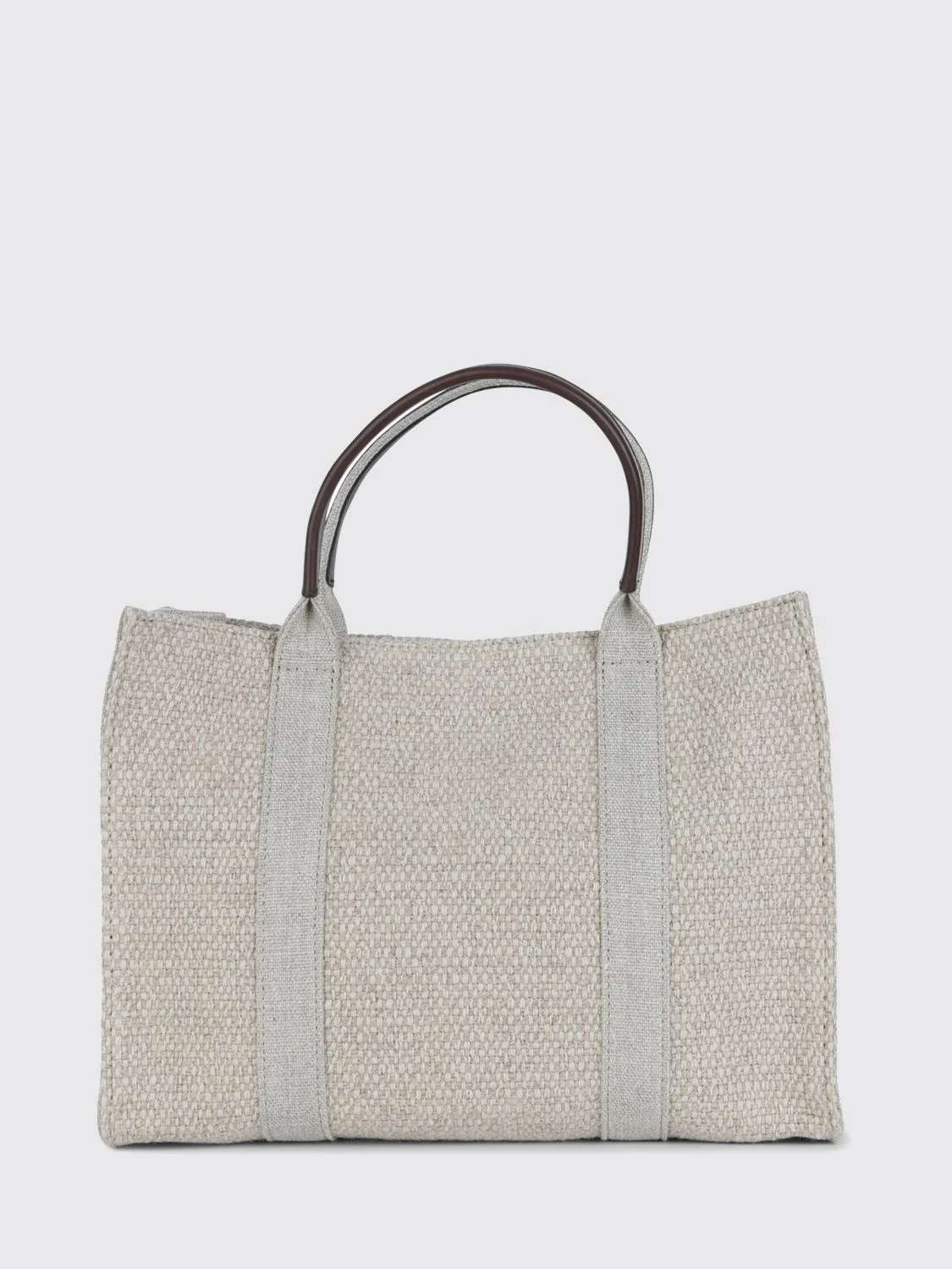THE ROW OS georgia canvas and leather top handle bag with magnetic closure
