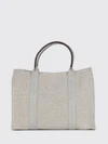georgia canvas and leather top handle bag with magnetic closure