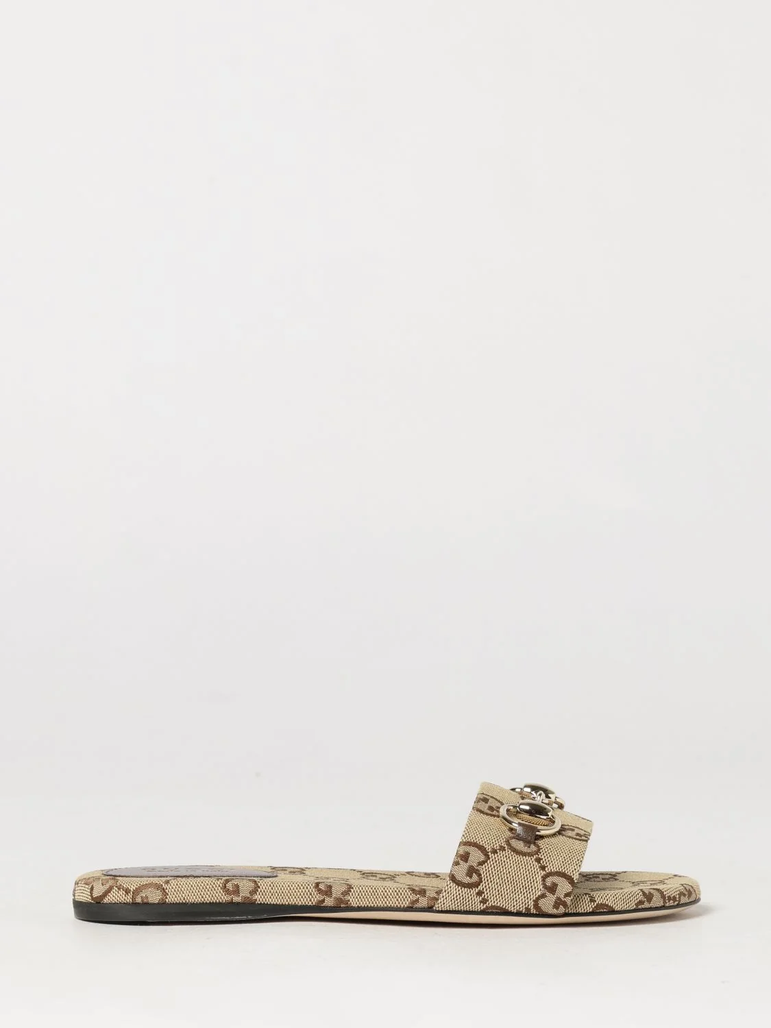 GUCCI 35 gg jacquard fabric mule sandals with horsebit detail