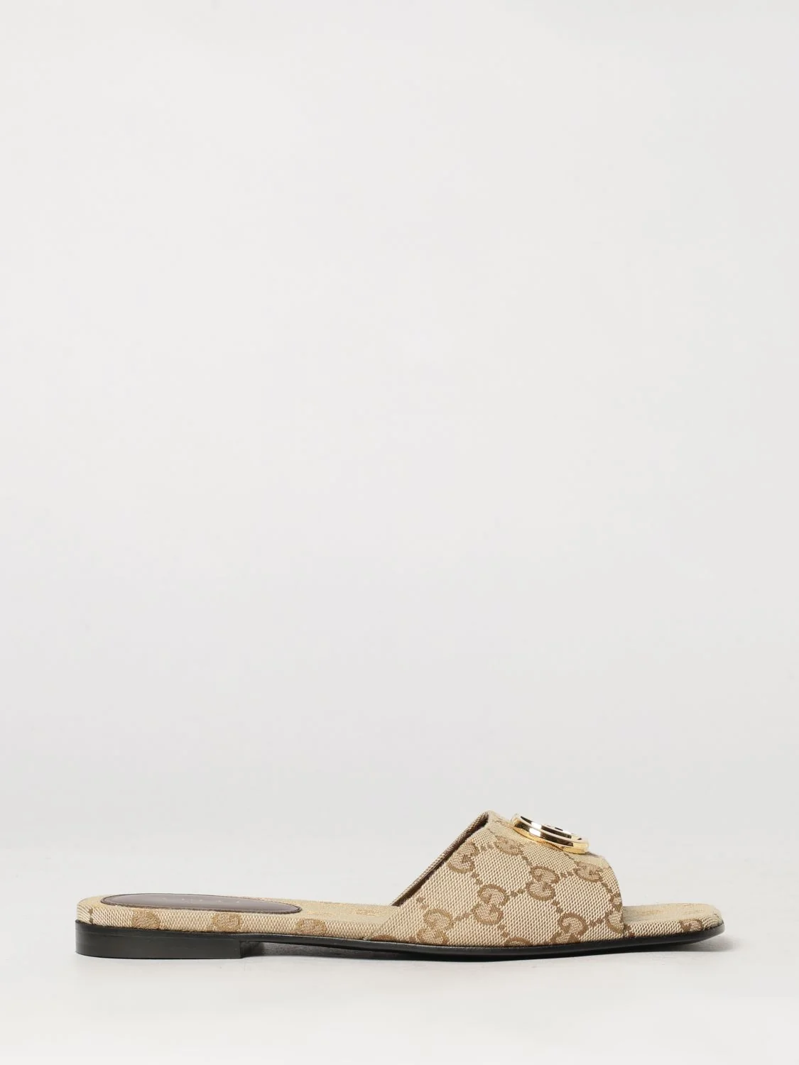 jacquard cotton mules with gg monogram and square toe