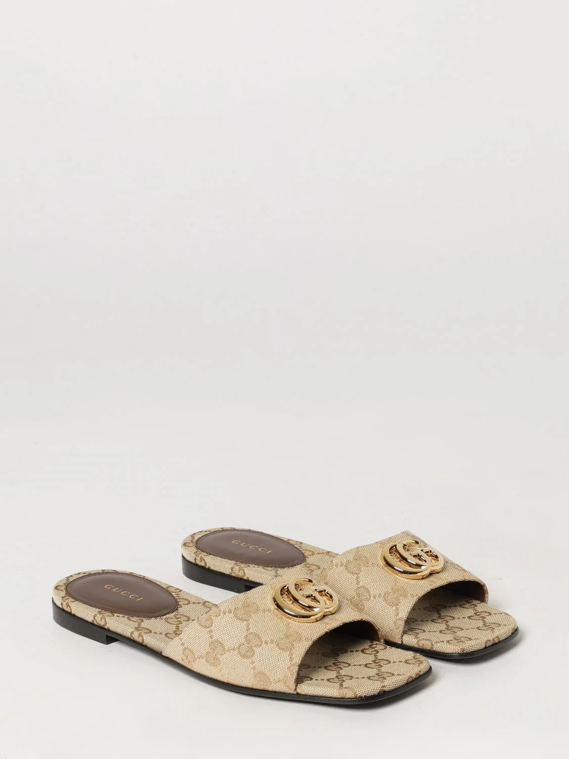 jacquard cotton mules with gg monogram and square toe