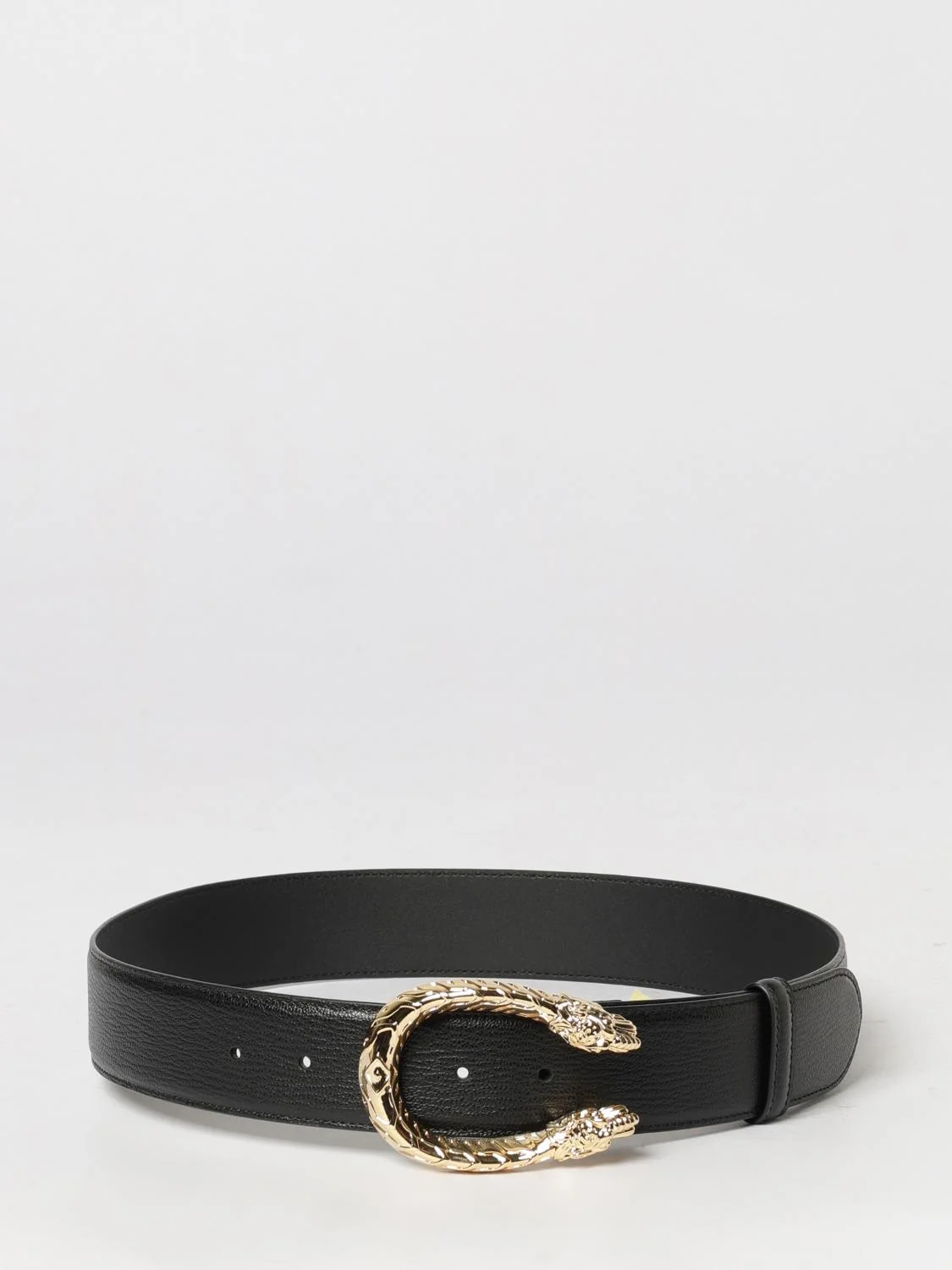 leather belt with logo buckle