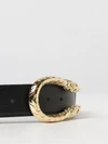 leather belt with logo buckle