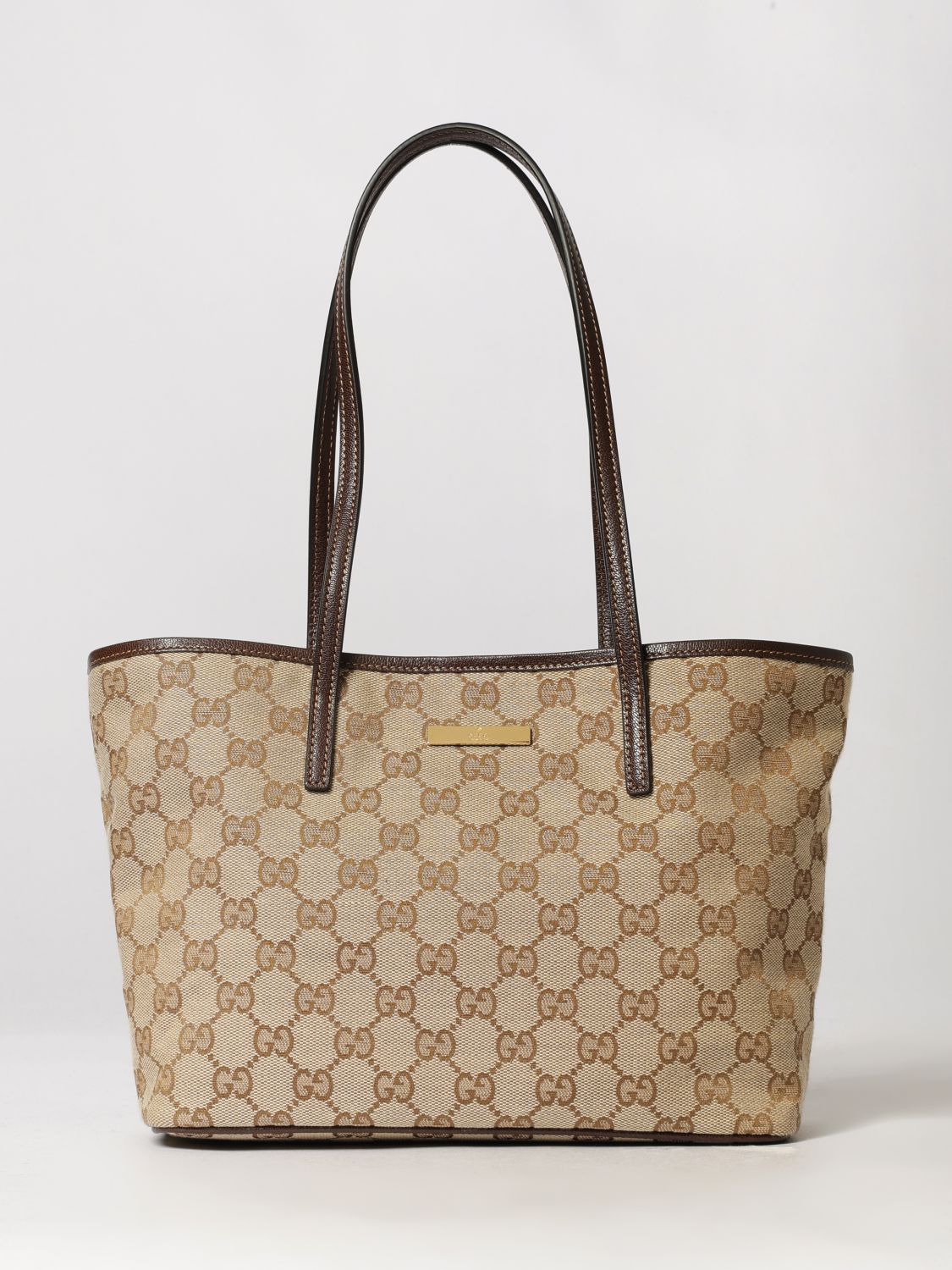GUCCI OS tribeca gg monogram jacquard fabric shoulder bag with double handles