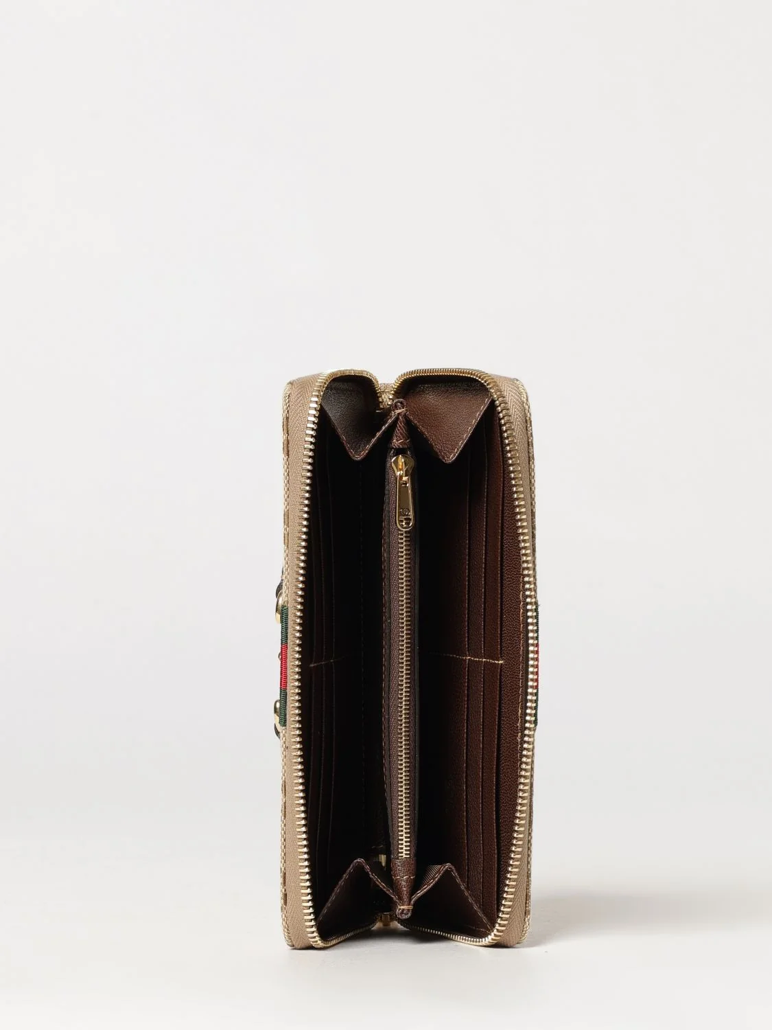 GUCCI OS continental wallet with gg monogram, web stripe and horsebit detail