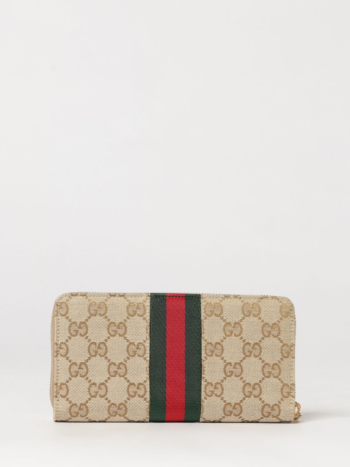 continental wallet with gg monogram, web stripe and horsebit detail
