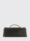 suede calfskin clutch with monili embellishment