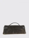 suede calfskin clutch with monili embellishment
