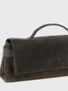 suede calfskin clutch with monili embellishment