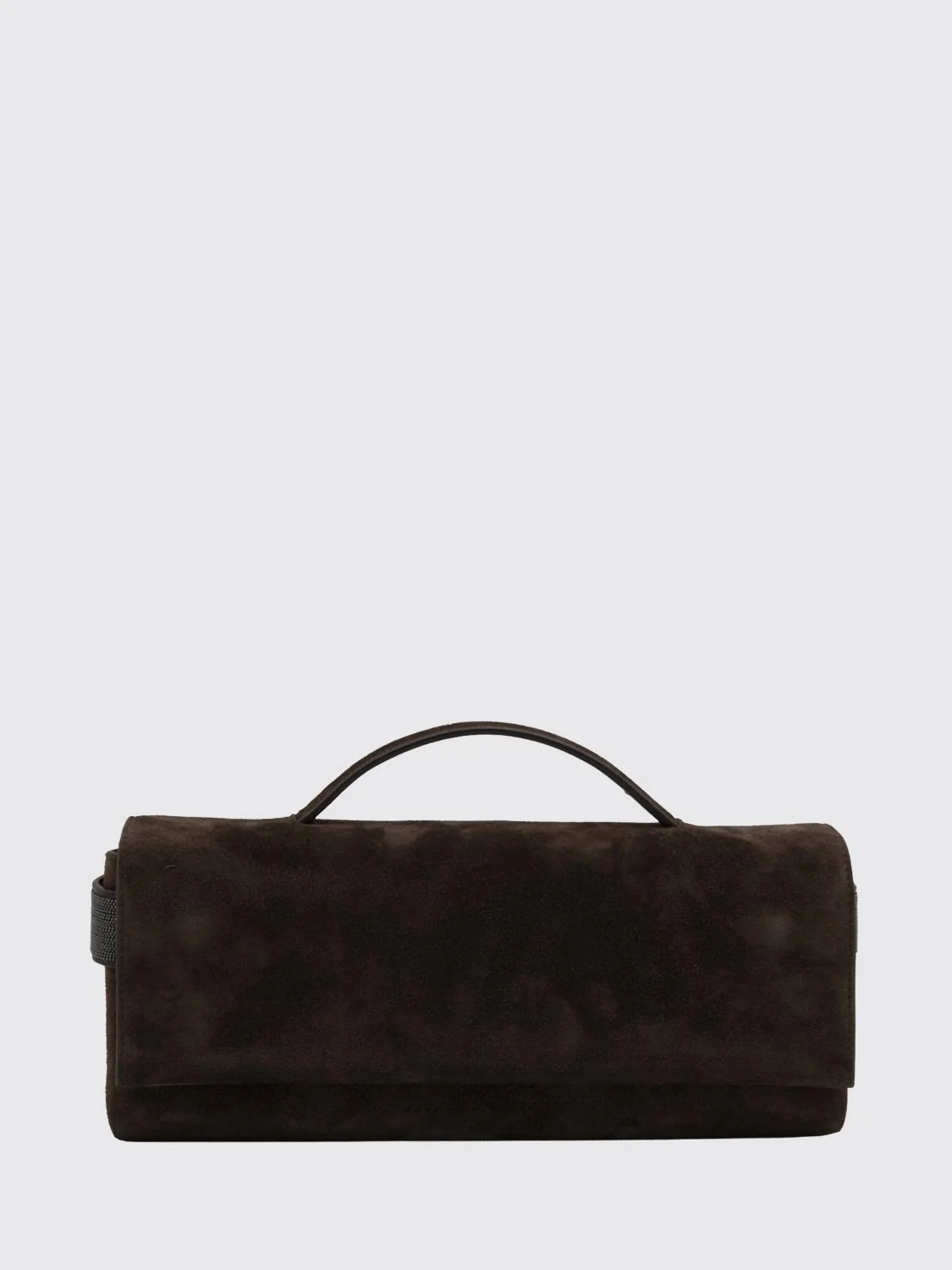 BRUNELLO CUCINELLI OS suede calfskin clutch with monili embellishment