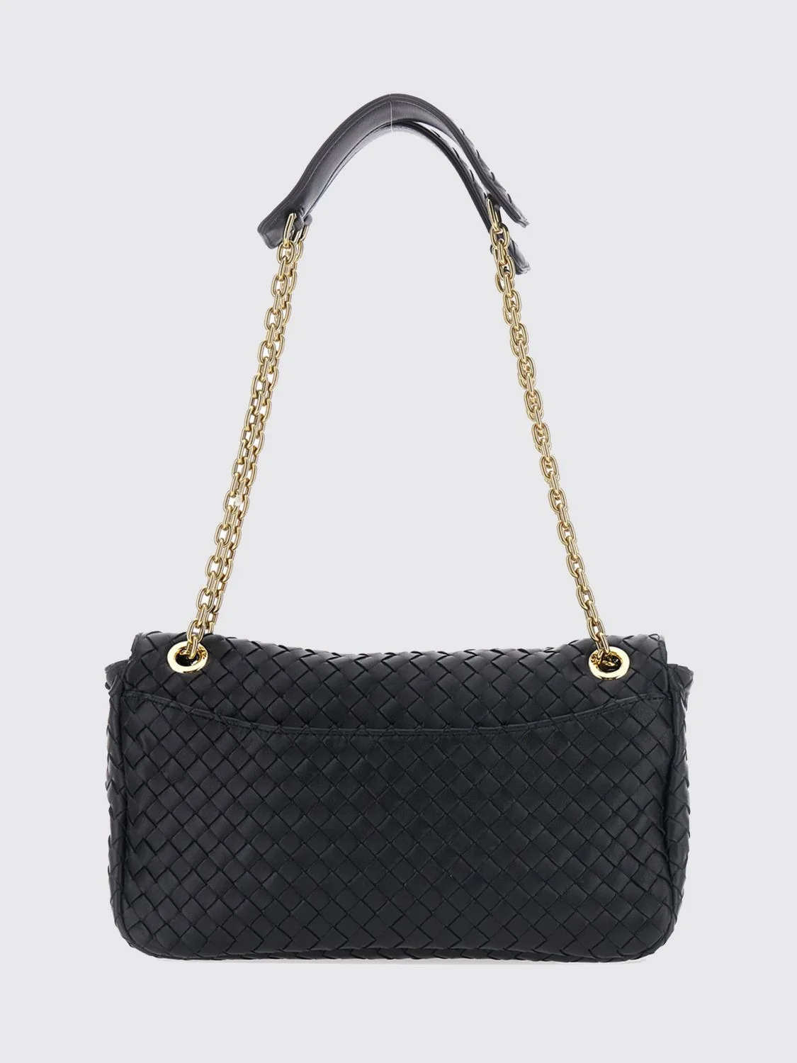 madison shoulder bag in intrecciato leather with chain strap