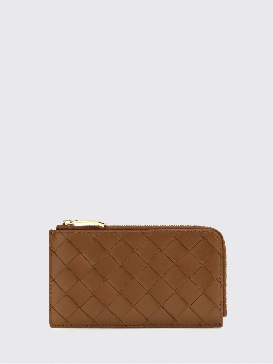 BOTTEGA VENETA OS zipped flat card holder in intrecciato lambskin leather