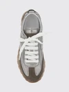 bicolour laminated and suede leather trainers with monili