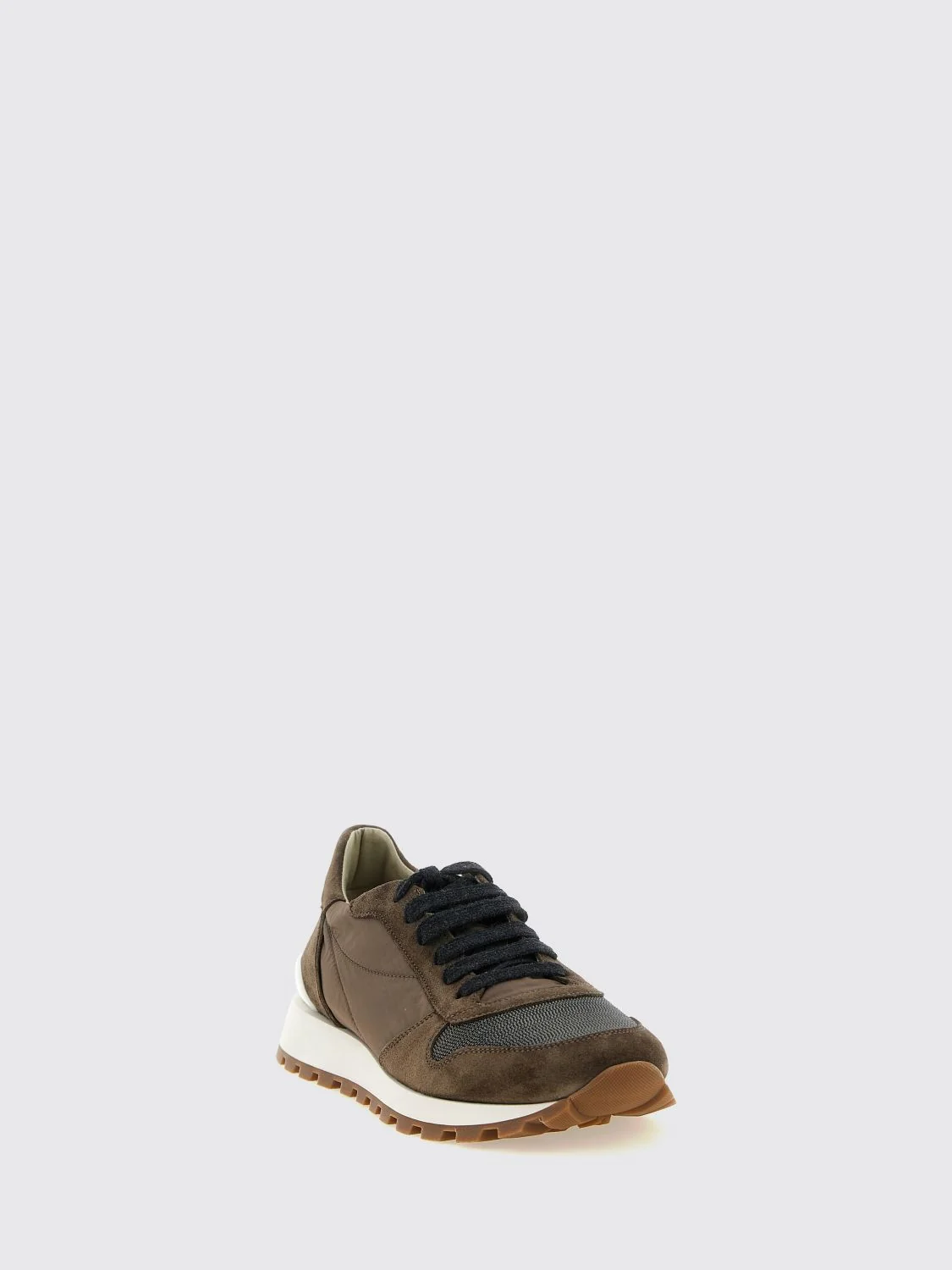 embroidered nylon and suede trainers with monili