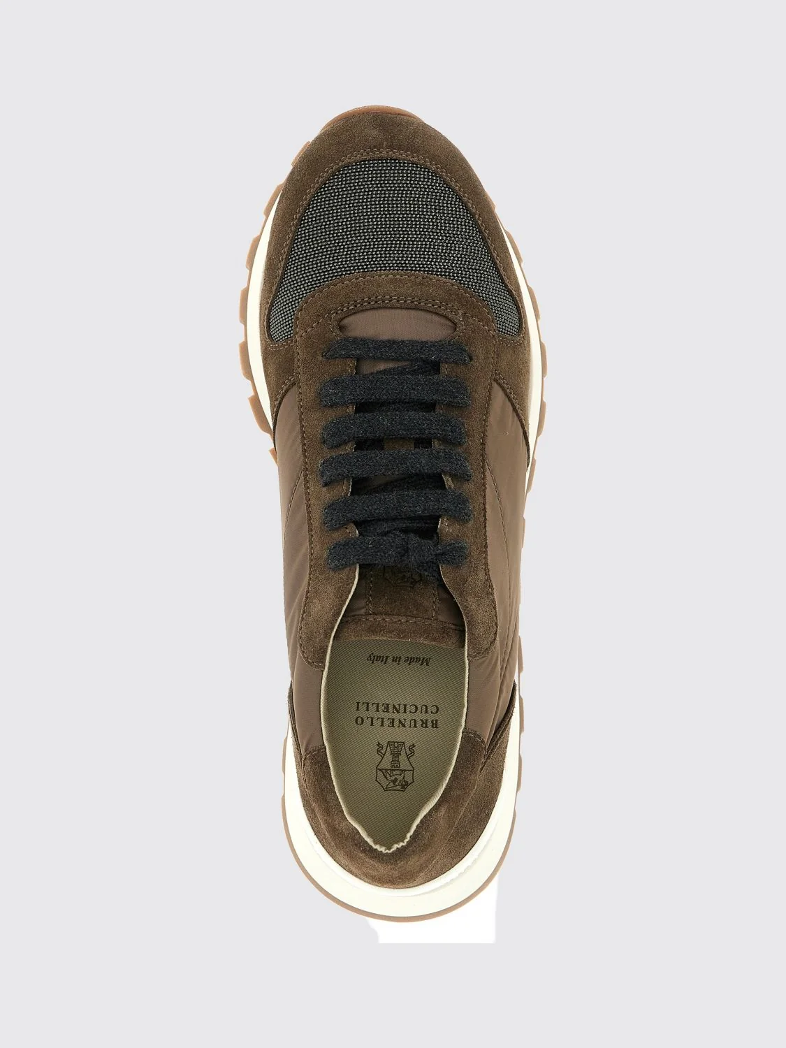 embroidered nylon and suede trainers with monili