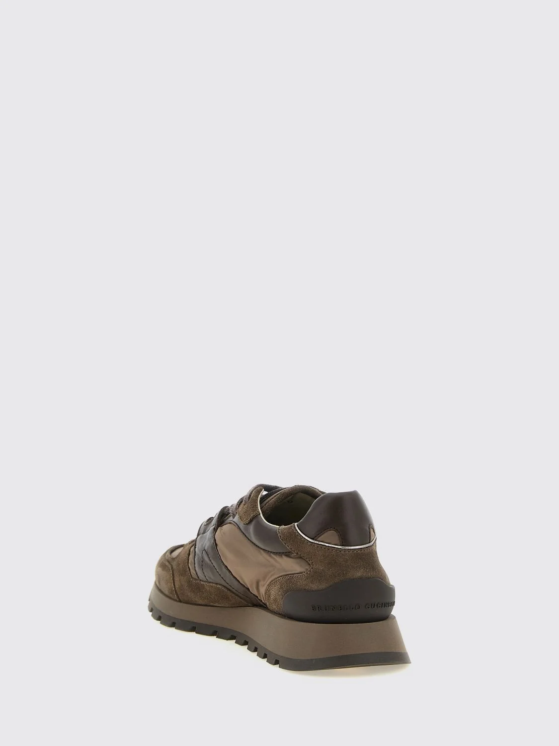 bicolour nylon and suede calfskin trainers