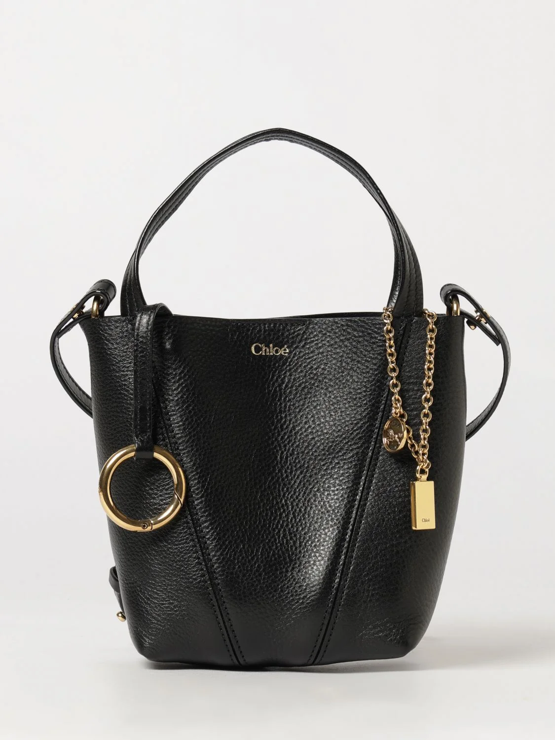 CHLOÉ OS spin mini grained calfskin handbag chloé with ring detail