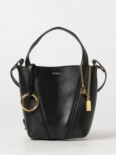 spin mini grained calfskin handbag chloé with ring detail