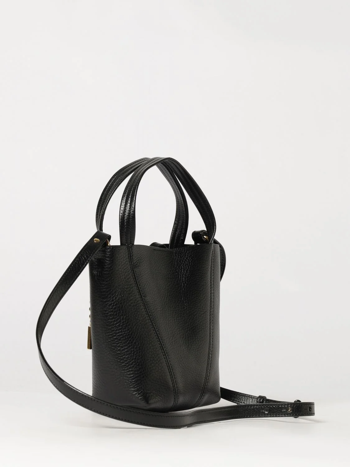 spin mini grained calfskin handbag chloé with ring detail