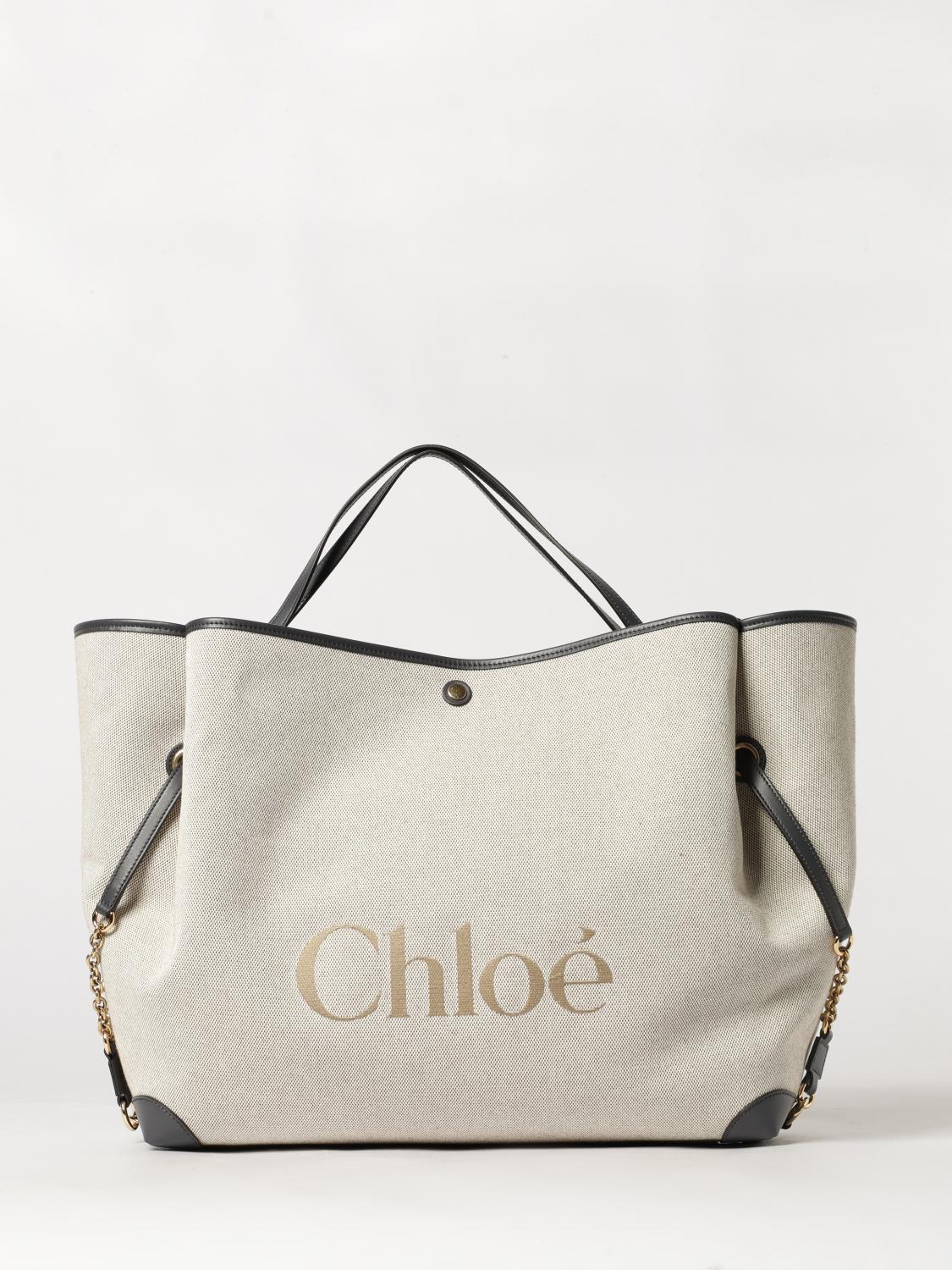clover large cotton tote bag chloé with jacquard logo