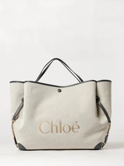 clover large cotton tote bag chloé with jacquard logo