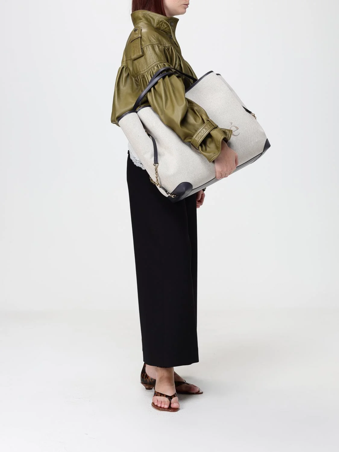 CHLOÉ OS clover large cotton tote bag chloé with jacquard logo