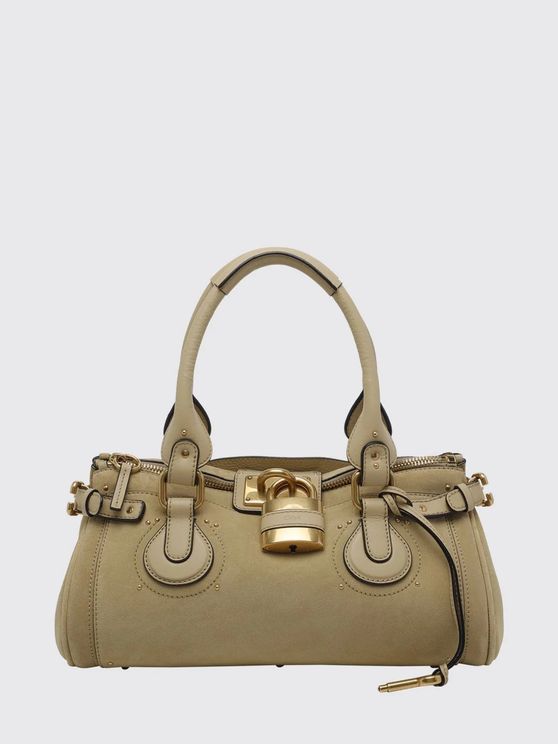 paddington suede calfskin handbag chloé with padlock