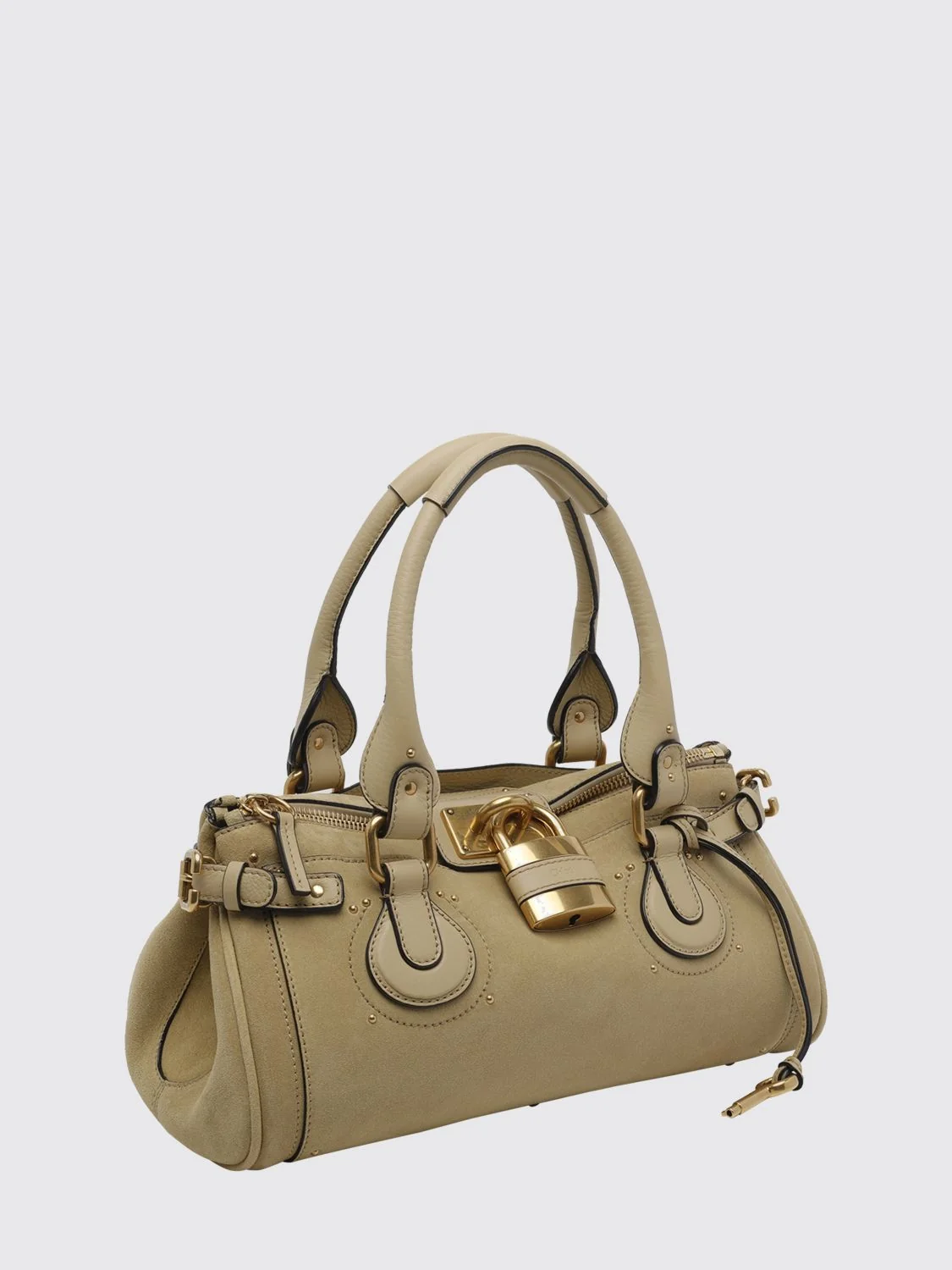 paddington suede calfskin handbag chloé with padlock