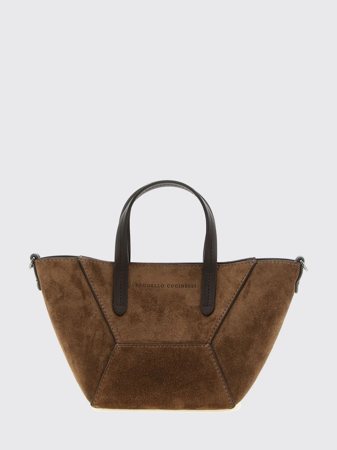 small suede handbag with monili embellishment