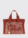 summer banana handbag chloé in raffia with embroidered logo and shoulder strap