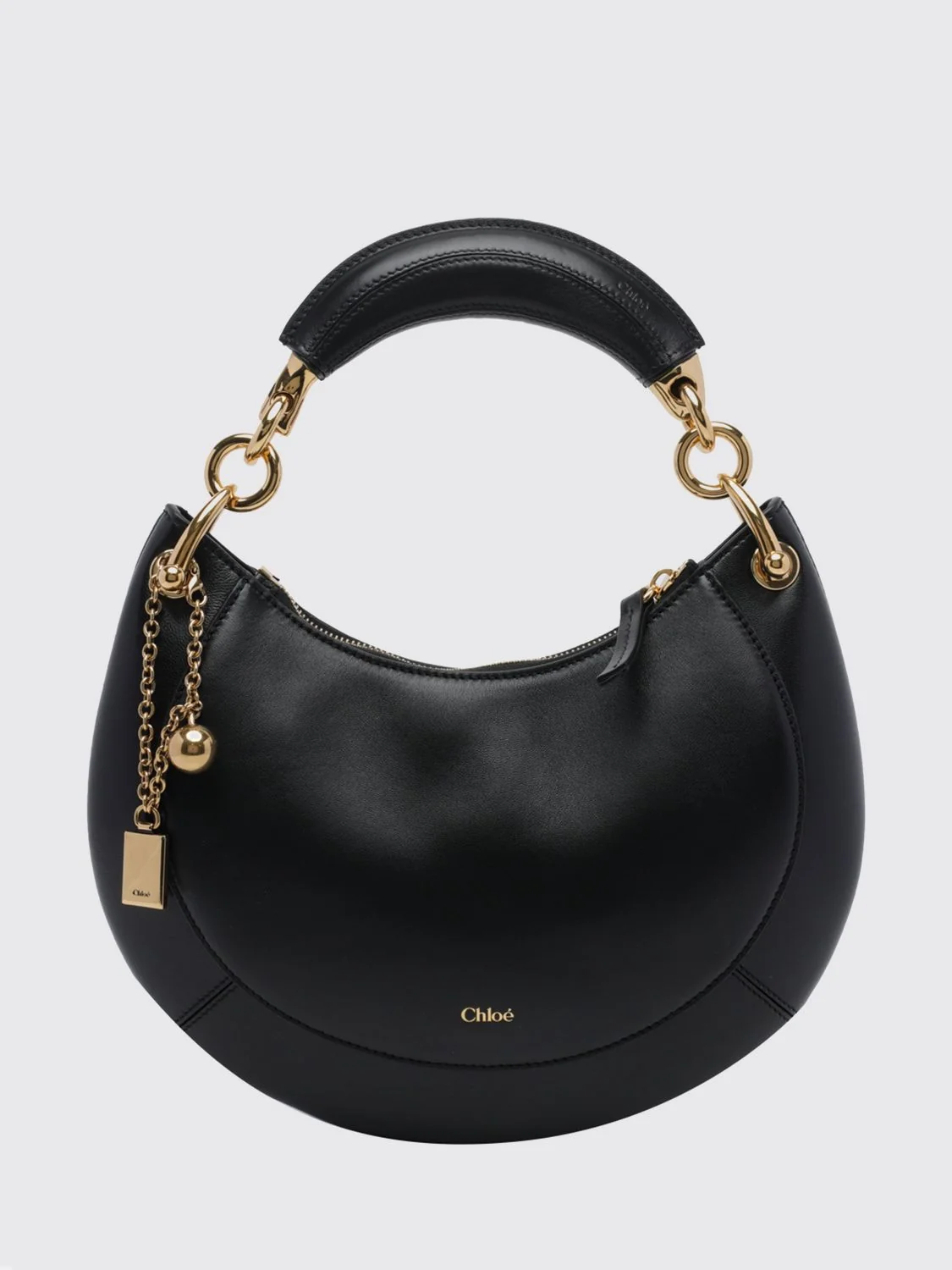 banana smooth calfskin handbag chloé with rigid handle