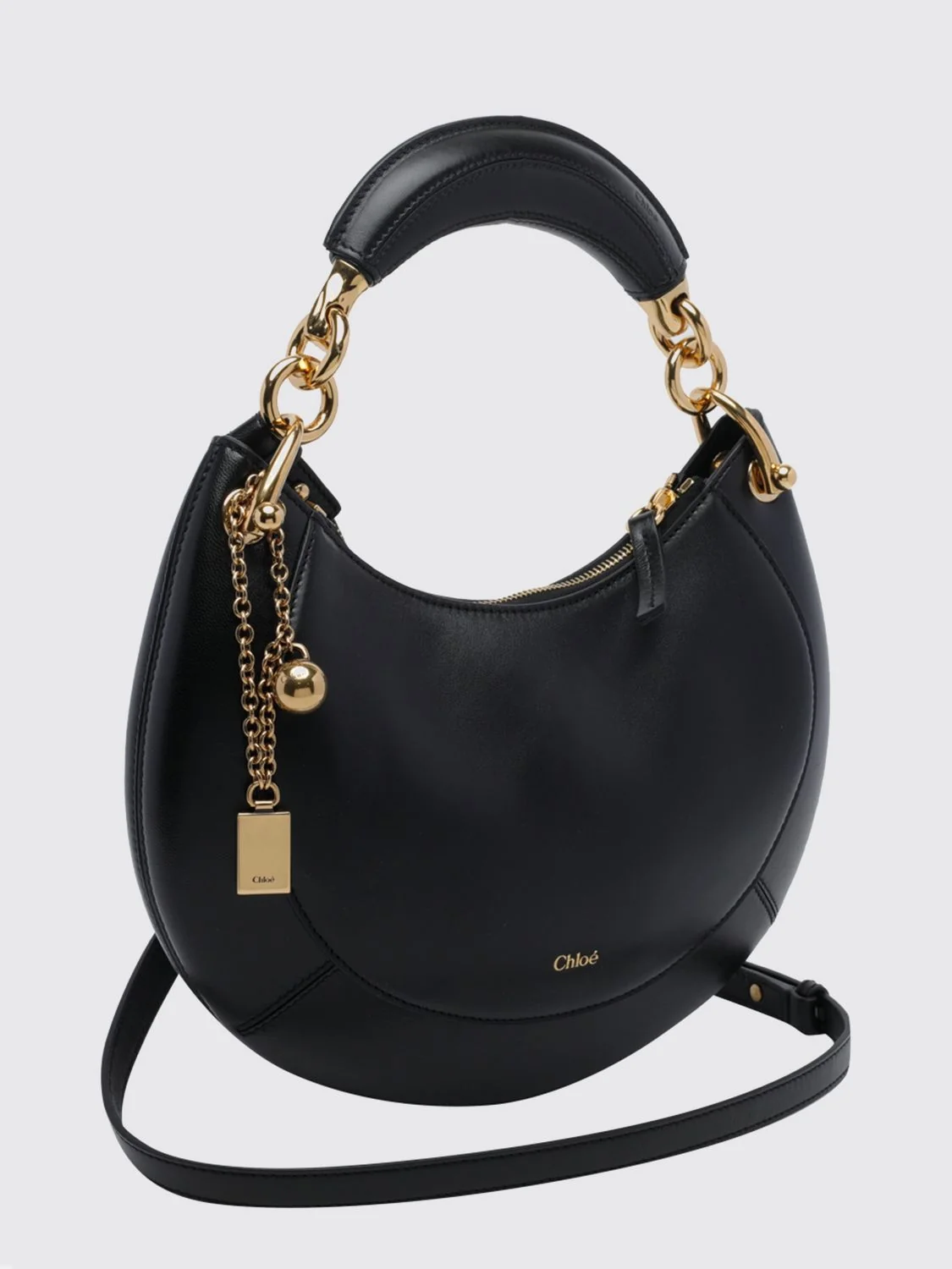 banana smooth calfskin handbag chloé with rigid handle