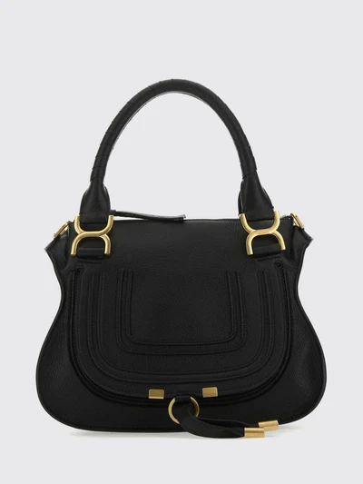 marcie small grained calfskin handbag chloé with woven handles