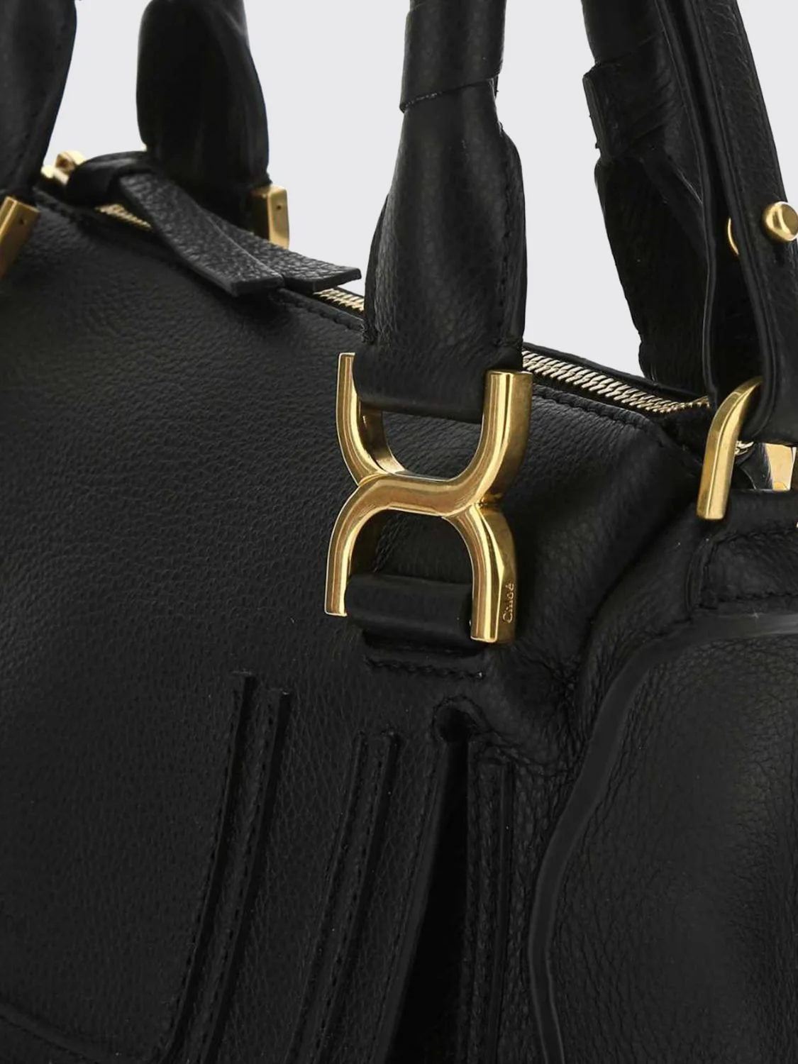 marcie small grained calfskin handbag chloé with woven handles