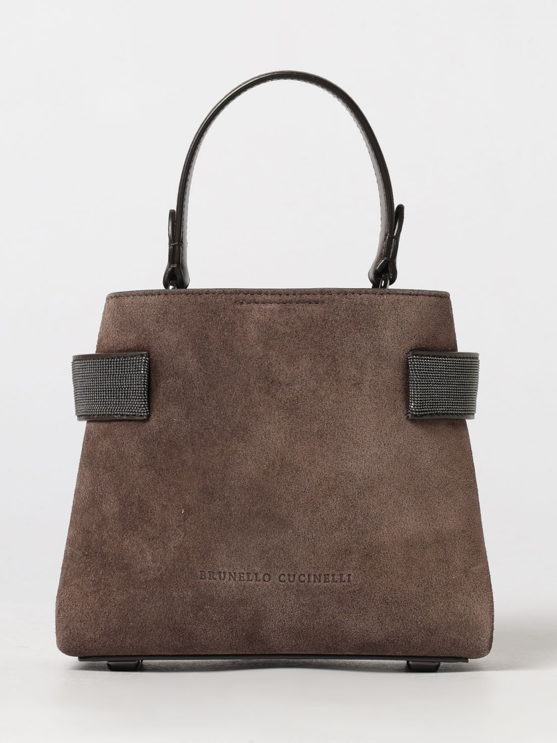 BRUNELLO CUCINELLI OS small suede handbag with monili embellishment