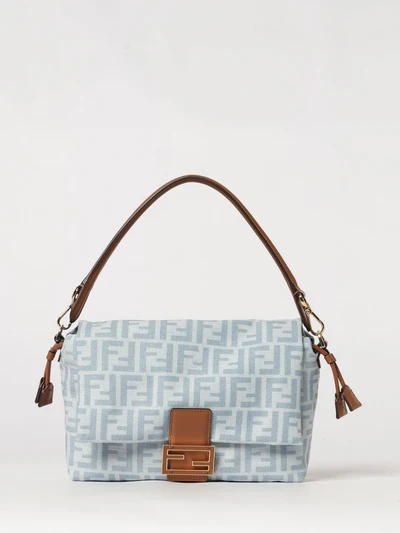 mamma baguette ff monogram jacquard denim shoulder bag
