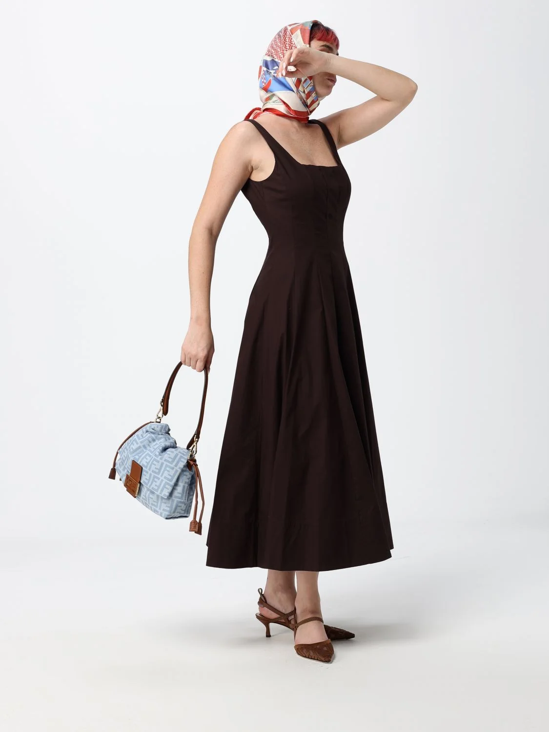 mamma baguette ff monogram jacquard denim shoulder bag