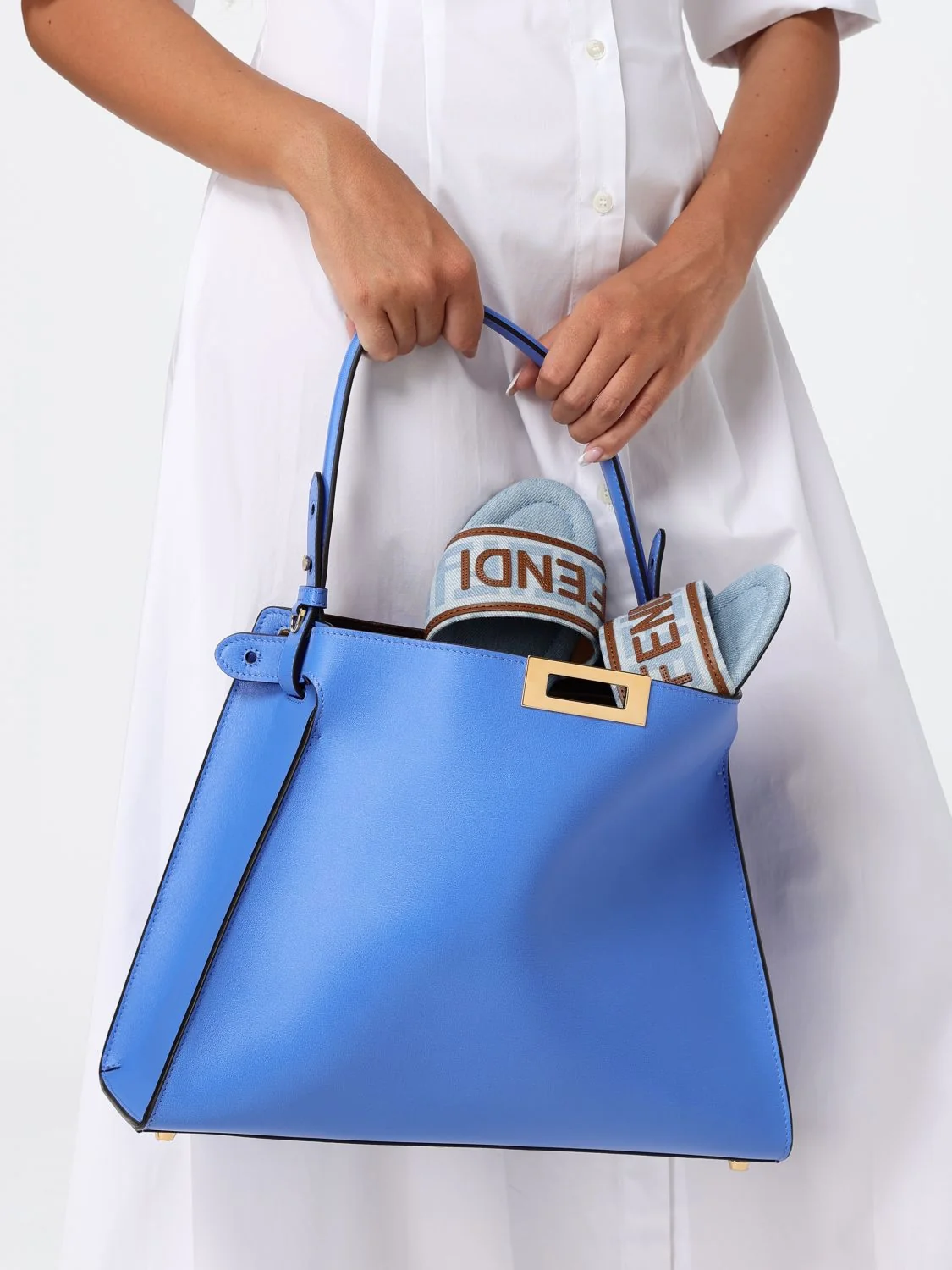 FENDI OS way smooth calfskin handbag with twist-lock closure